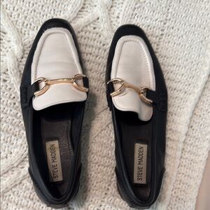 Steve Madden Black and White Flats with Gold Accent